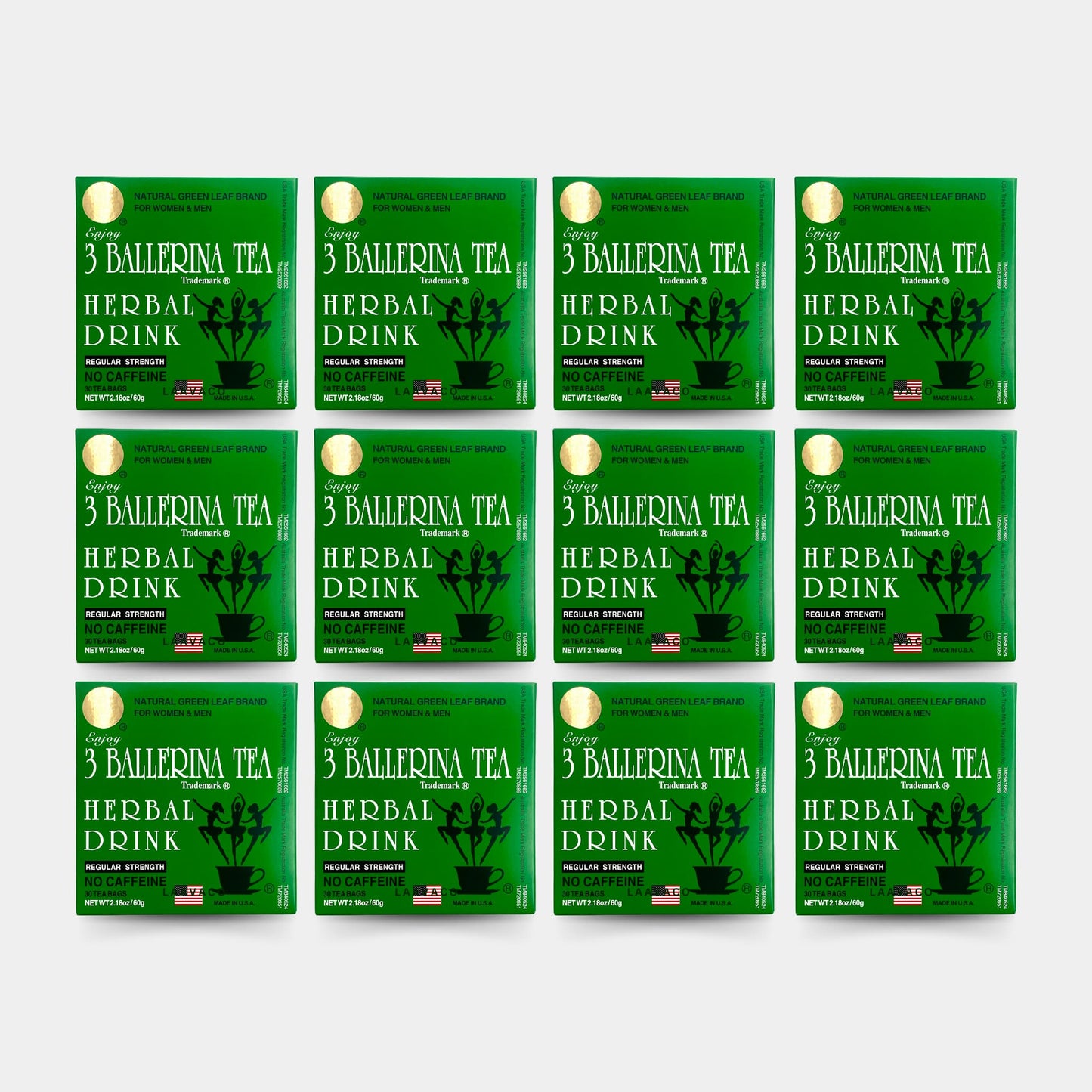 3 Ballerina Tea Herbal Drink – Regular Strength | Caffeine-Free Herbal Blend (30 Tea Bags)