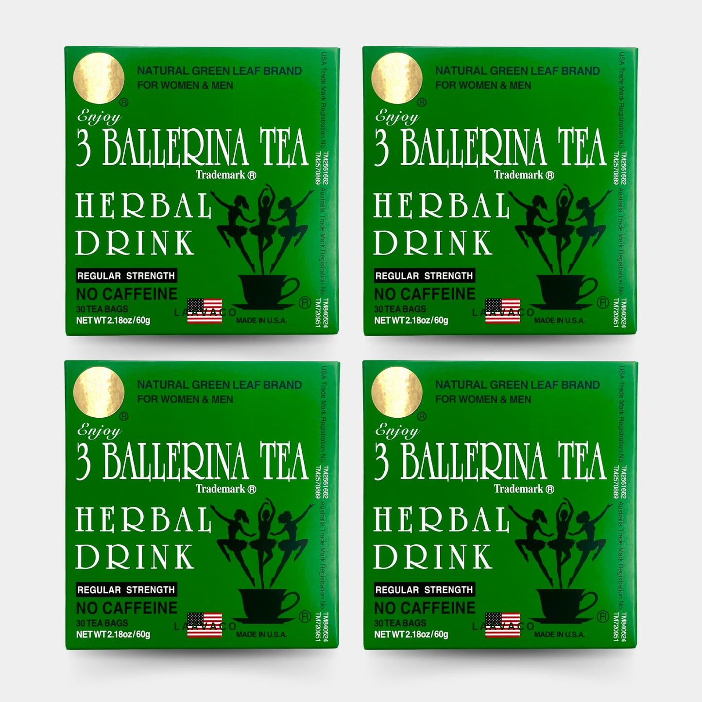 3 Ballerina Tea Herbal Drink – Regular Strength | Caffeine-Free Herbal Blend (30 Tea Bags)