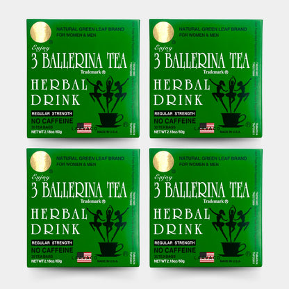 3 Ballerina Tea Herbal Drink – Regular Strength | Caffeine-Free Herbal Blend (30 Tea Bags)