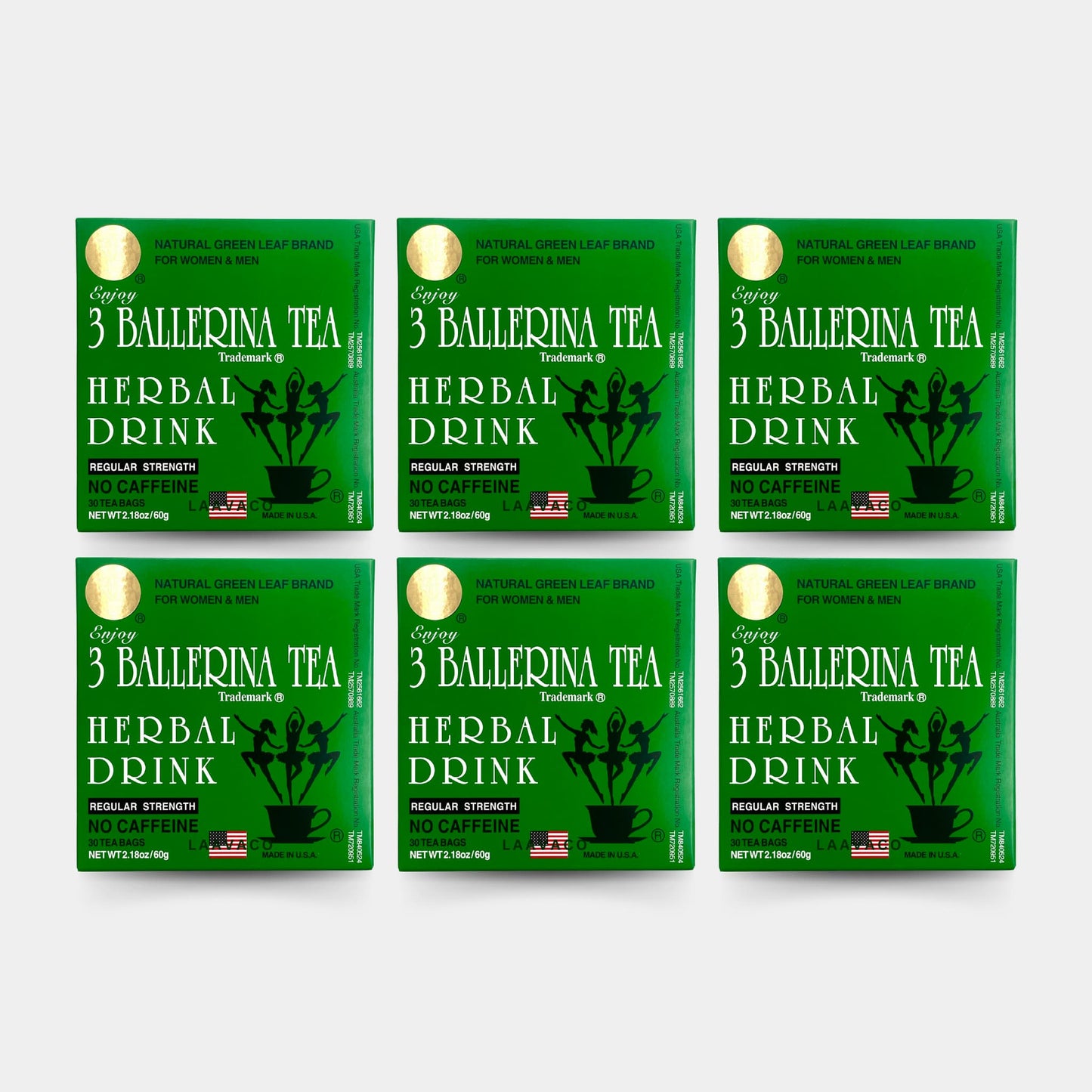 3 Ballerina Tea Herbal Drink – Regular Strength | Caffeine-Free Herbal Blend (30 Tea Bags)